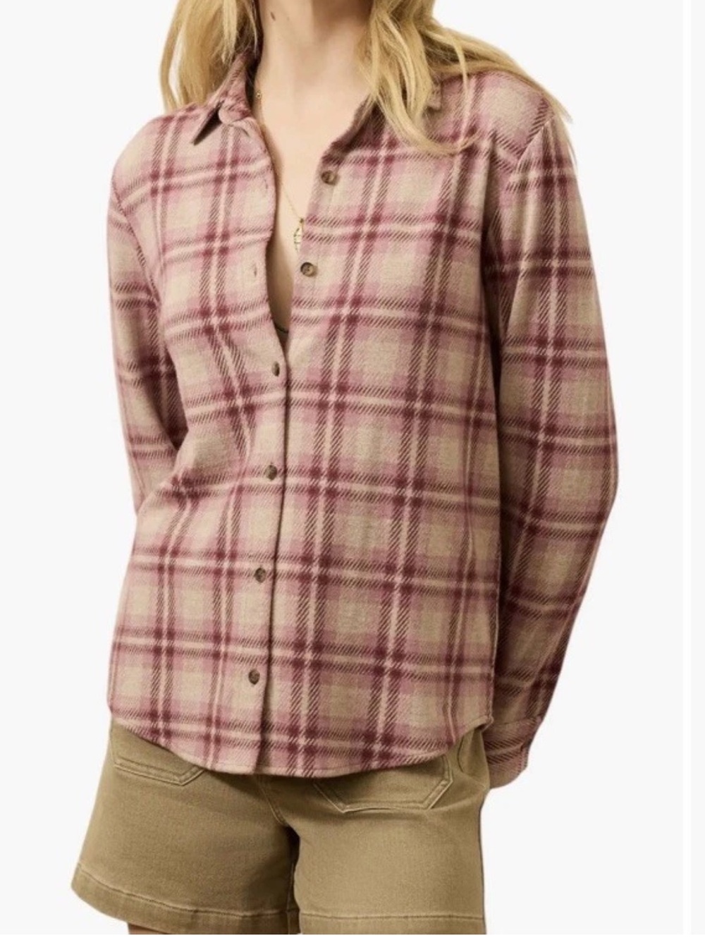 NWT Faherty Legend Sweater Relaxed Shirt Size XL Women's Berry Plaid Top $178